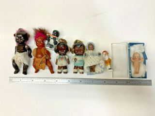 Antique Miniature Bisque German/japan Dolls Of Varies Types/sizes (total Of 8)