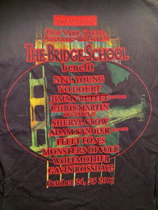 A21 T - Shirt Adult - L Black 23rd Annual Bridge School Benefit Concert Oct 2009
