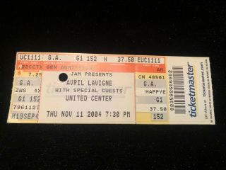 Avril Lavigne Chicago United Center Nov 11 2004 Ticket Stub