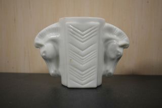 Vintage Art Deco Macbeth Evans Double Horse Head Milk Glass Vase