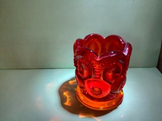 Vintage Le Smith Moon And Stars Red Glass Votive Toothpick Holder