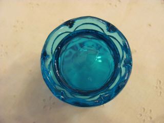 Vintage L.  E.  Smith Aqua Blue Moon & Stars Glass Toothpick Candle Holder 2