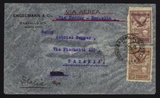 Argentina 1932 Via Condor Zeppelin Airmail Cover To Italy,  Zeppelin Cancel