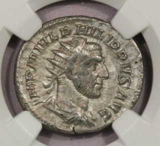 244 - 249 Ad Roman Empire Gordian Iii Ar Double - Denarius Ngc Ch Vf B - 1