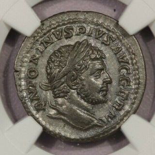 198 - 217 Ad Roman Empire Caracalla Ar Denarius Ngc Ch Xf B - 1