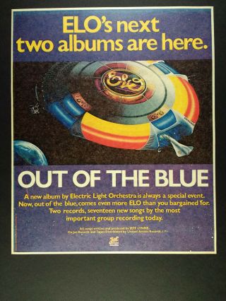 1977 Elo - Out Of The Blue Album Promo Vintage Print Ad