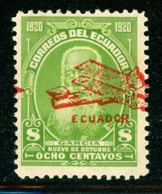 Ecuador Mnh Specialized: Bertossa Xxvii.  H 8c Yellow Green (red) Ovpt Type C $$$