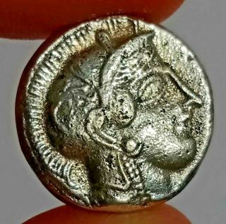 Ancient Greek Athens Attica Owl Silver Ar Tetradrachm Coin 14.  9 G