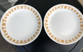 2 Vintage Corelle Butterfly Gold Luncheon Plates 8 1/2 "