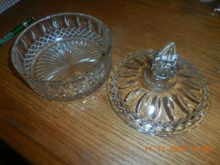Vintage Crystal Clear Glass Candy Dish Bowl With Lid