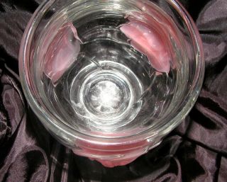 Teleflora Crystal Raised Pink Rose Frosted Vase Made In France 3