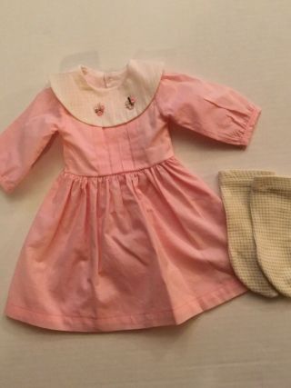 Kathe Kruse Tagged Vintage Pink Cotton Dress With Cotton Socks 18”20” Doll Size