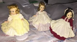 Set Of (3) Vintage Madame Alexander Dolls Meg/amy/marme Little Women 7.  5” - 8”
