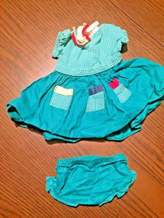 Blue - Green Terri Lee Doll Dress With Pockets And Panties - Tag On Dress Faded