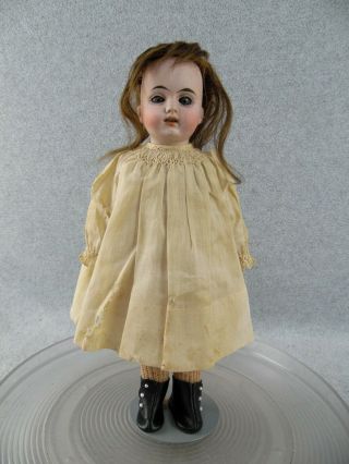 11 - 1/2 " Lovely Antique Bisque Head German Doll With Kid Leather Body " As Found "