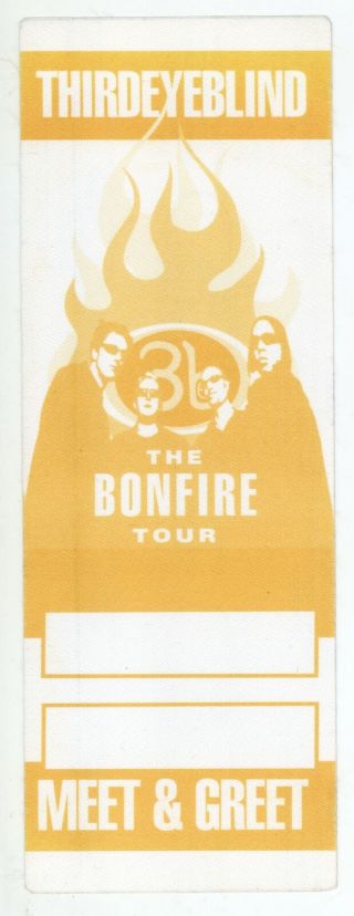 Third Eye Blind 2009 Bonfire Tour Yellow Meet & Greet Backstage Pass