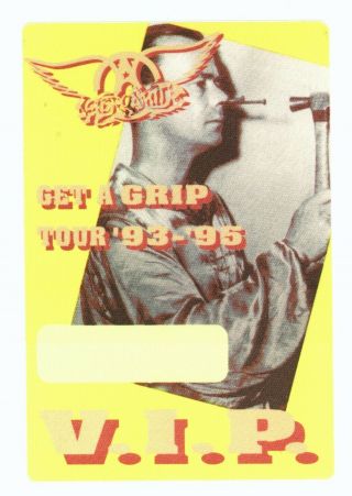 Rare Aerosmith 1993 - 95 Get A Grip Tour Yellow Vip Backstage Pass