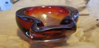 Vintage Murano Red Clamshell Ash Tray