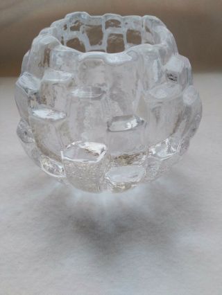 Kosta Boda Igloo Crystal Candle Holder Signed Made In Sweden