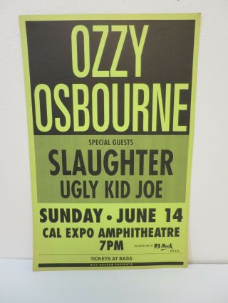 Vintage Concert Poster Ozzy Osbourne Slaughter June 14 1992 Bill Graham