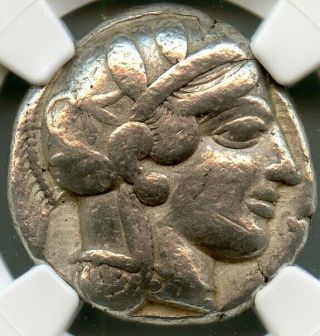 Ancient Greek Attica,  Athens 440 B.  C.  Athena/owl Tetradrachm Ngc Graded Fine