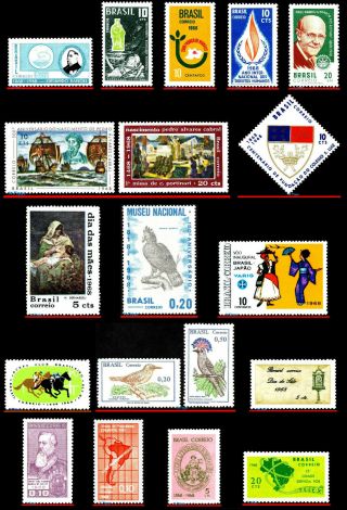 BRAZIL 1968 - ALL STAMPS OF THE YEAR,  FULL YEAR,  SCOTT VALUE $41.  15,  ALL MNH 2