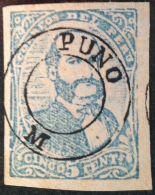 Peru 1885 Puno 17 5 Cent Blue Stamp Hinged