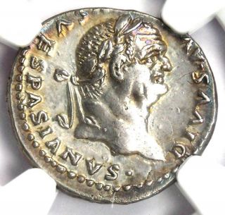Roman Vespasian Ar Denarius Silver Coin 69 - 79 Ad - Certified Ngc Choice Au