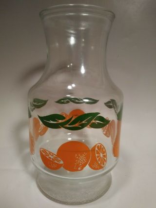 Vintage Anchor Hocking Orange Juice Thick Glass Container Jug Pitcher Carafe