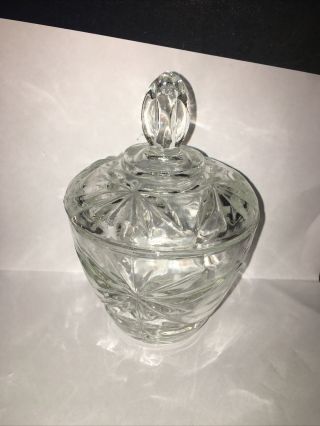 Vintage Clear Cut Glass /sugar Bowl With Lid /antique Candy Dish