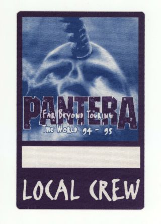 Rare Pantera Far Beyond Touring 94 - 95 Purple Local Crew Backstage Pass
