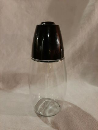 Vintage Westinghouse Gemco Clear Glass Sugar Dispenser With Black Plastic Lid 6 "
