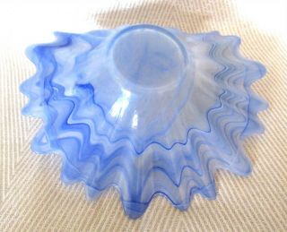 Unique Vintage Blue Iridescent Murano Art Glass Candy Dish (A2/GW124) 3