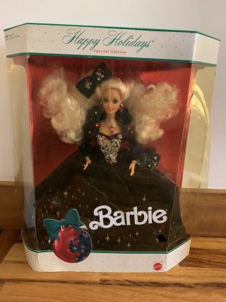 Vintage Barbie Doll Happy Holidays 1991 Mattel 1871 Green Velvet & Jewels