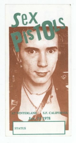 Rare The Sex Pistols 1/14/78 Winterland San Francisco Fake Backstage Pass