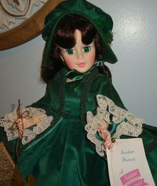 Rare 21 " Madame Alexander " Scarlett " Dated 1961 Portrait Doll Green Velvet Dress