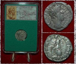 Ancient Roman Empire Coin Commodus Roma Emperor Gladiator Silver Denarius