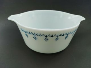 Pyrex Snowflake Garland Blue 474 - B 1.  5 - Qt Milk Glass Casserole Dish W/lid 474 - C
