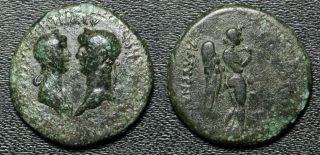 Provincial Nero & Agrippina Jr Ionia Smyrna 54 - 68ad,  Ae 19mm Nemesis E137