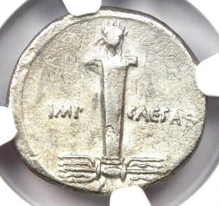 Roman Octavian Augustus AR Denarius Silver Coin 32 BC - Certified NGC VF 4