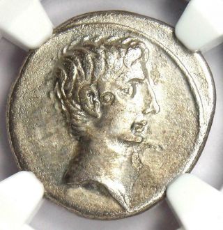 Roman Octavian Augustus AR Denarius Silver Coin 32 BC - Certified NGC VF 5