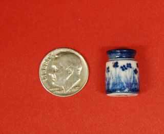 Cobalt Blue Stoneware Jar,  Handpainted Flowers By D Clark,  1997 5/8 " Tall,