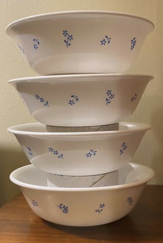 4 Corning Corelle Provincial Blue Flowers 6 1/4 " Soup Cereal Bowls