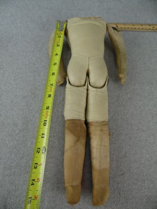 16 " Antique Canvas Leather German Doll Body For Doll Making W Mitten Hands " Tlc "