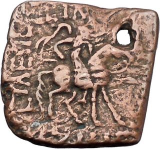 Azilises 85bc Indo Skythian King On Horse Bull Ancient Greek Coin India I47047