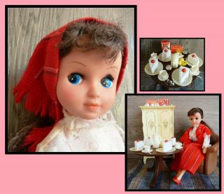 Vintage Fleur (dutch Sindy) Fashion Doll,  Furniture,  Tea Set,  Outf