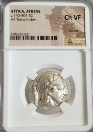 Attica,  Athens Tetradrachm Ngc Choice Vf Ancient Silver Coin W/ Crest