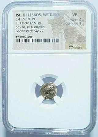 ancient greek gold NGC VF coins ISI.  OF LESBOS,  MYTILENE EL Hecte (2,  51g) A537 6