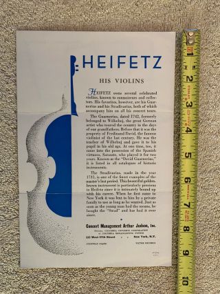 1930’s VIOLINIST JASCHA HEIFETZ VIOLIN MUSIC CONCERT PROGRAM - FORT WORTH TX 3