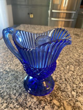 Vtg Avon Cobalt Blue Glass George Washington Mt Vernon Creamer Pitcher 3